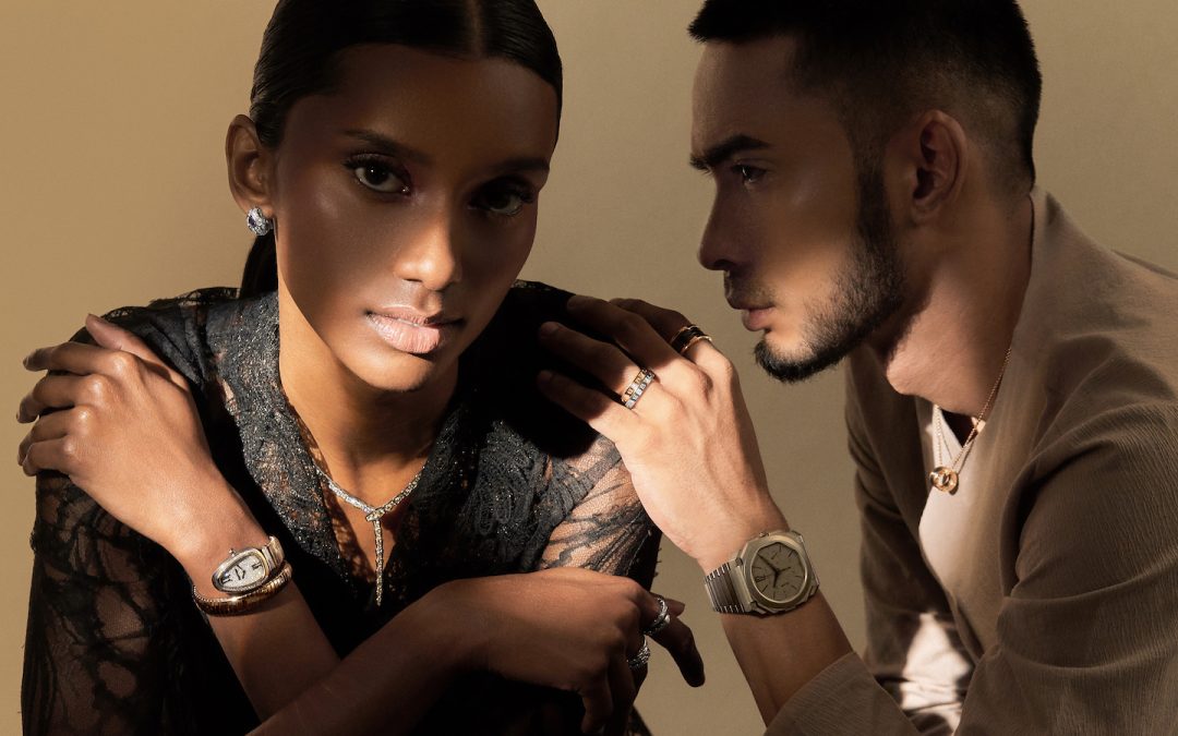 Vanizha – Sutra model/dancer, featured in full spread in Options, The Edge, modelling Bvlgari Raya collection of jewellery, handbag, timepieces etc.