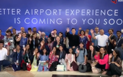 Sutra dancers and friends prepare themselves for the flight to Bhubaneswar, India